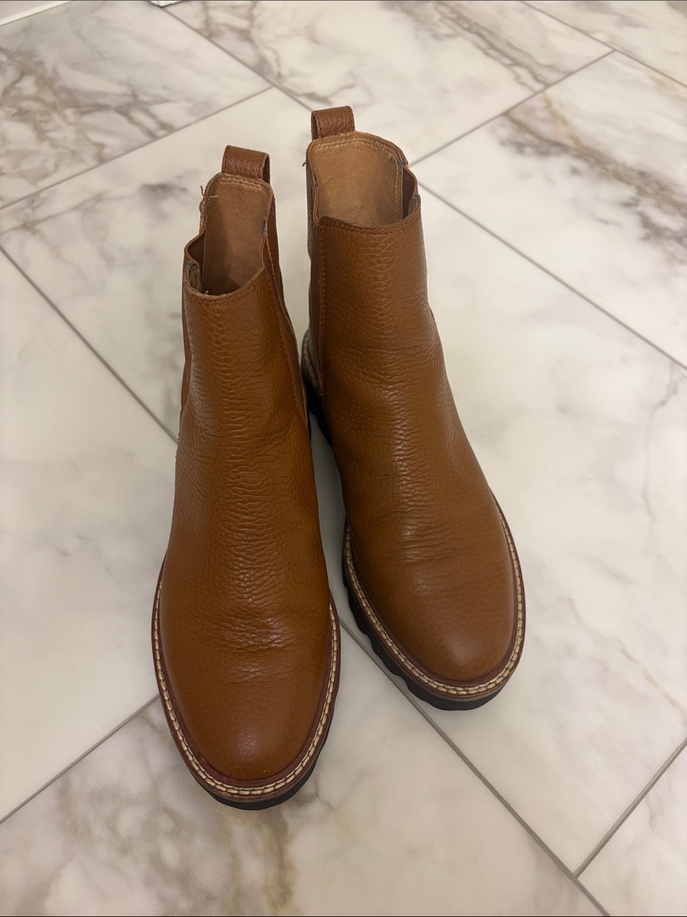 Madewell Tan Leather Chelsea Booties